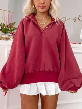 Brynn Pullover Top | Burgundy