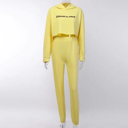 Casual Yellow letter printing hooded jumpsuit