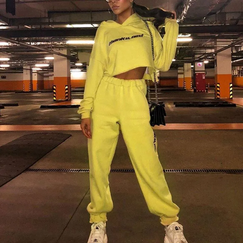 Casual Yellow letter printing hooded jumpsuit