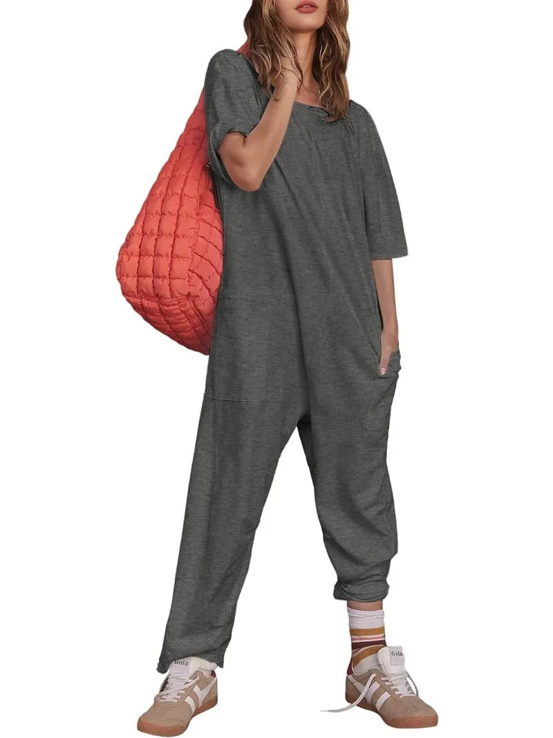 Causal Short Sleeve Baggy Onesie Oversized Jumpsuits