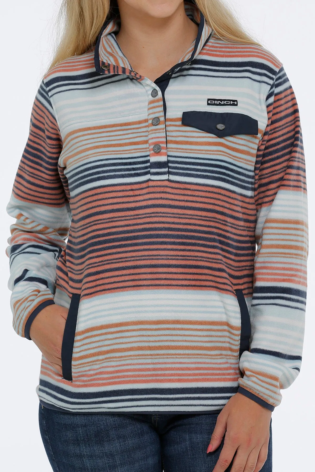 'Cinch' Women's Polar Fleece Pullover - Serape Light Blue