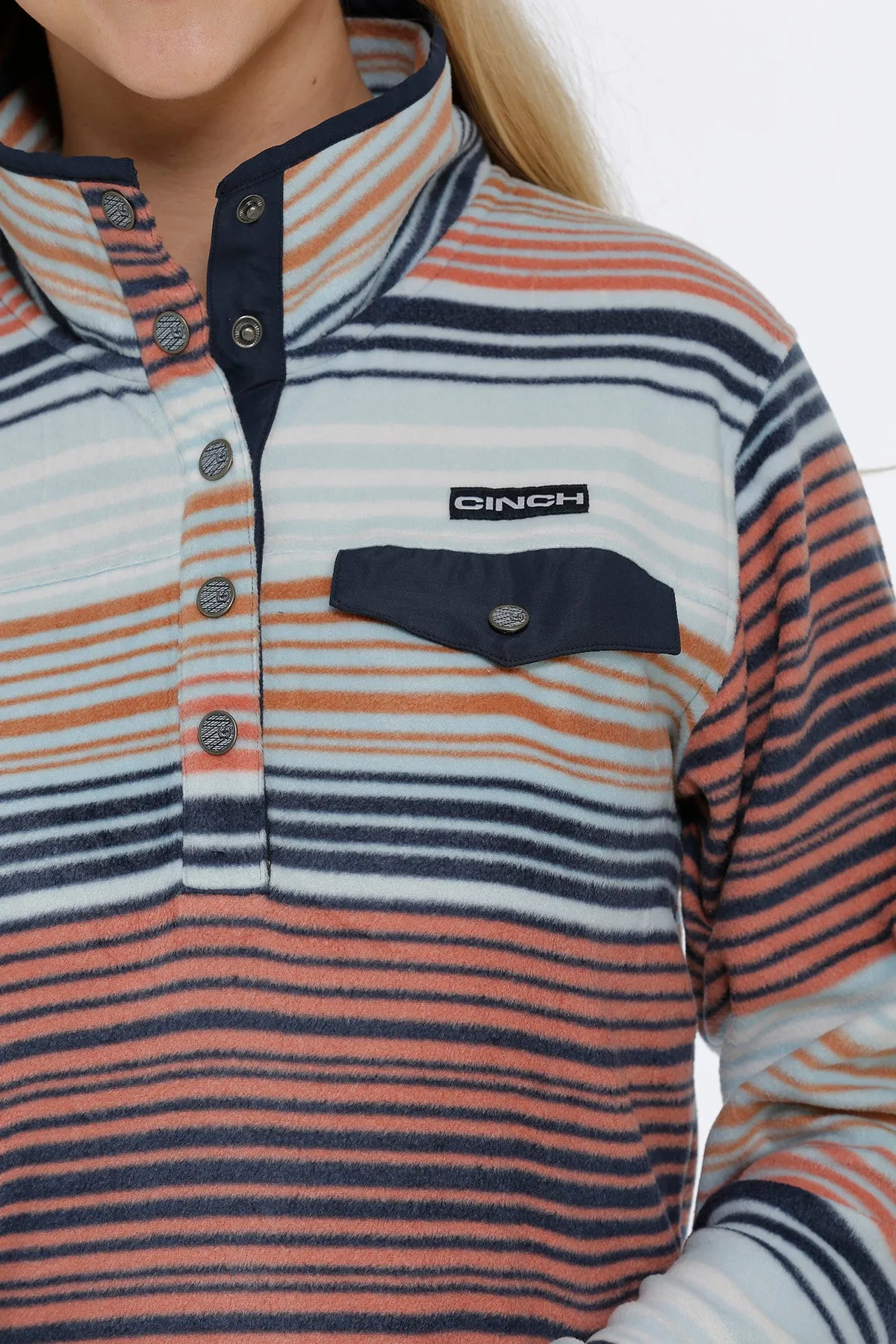 'Cinch' Women's Polar Fleece Pullover - Serape Light Blue
