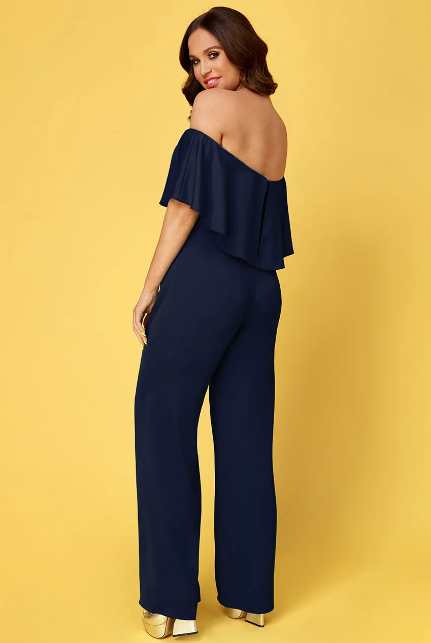 City Goddess Vicky Pattison – Frilled Off The Shoulder Jumpsuit