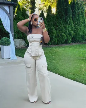 COCONUT CARGO JUMPSUIT (OATMEAL)