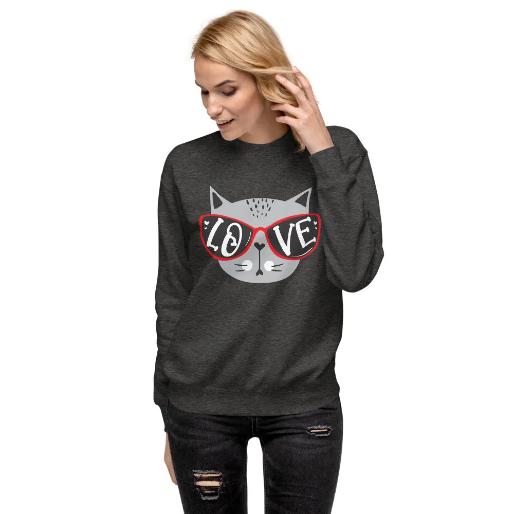 Cool Cat Love Unisex Fleece Pullover Sweatshirt