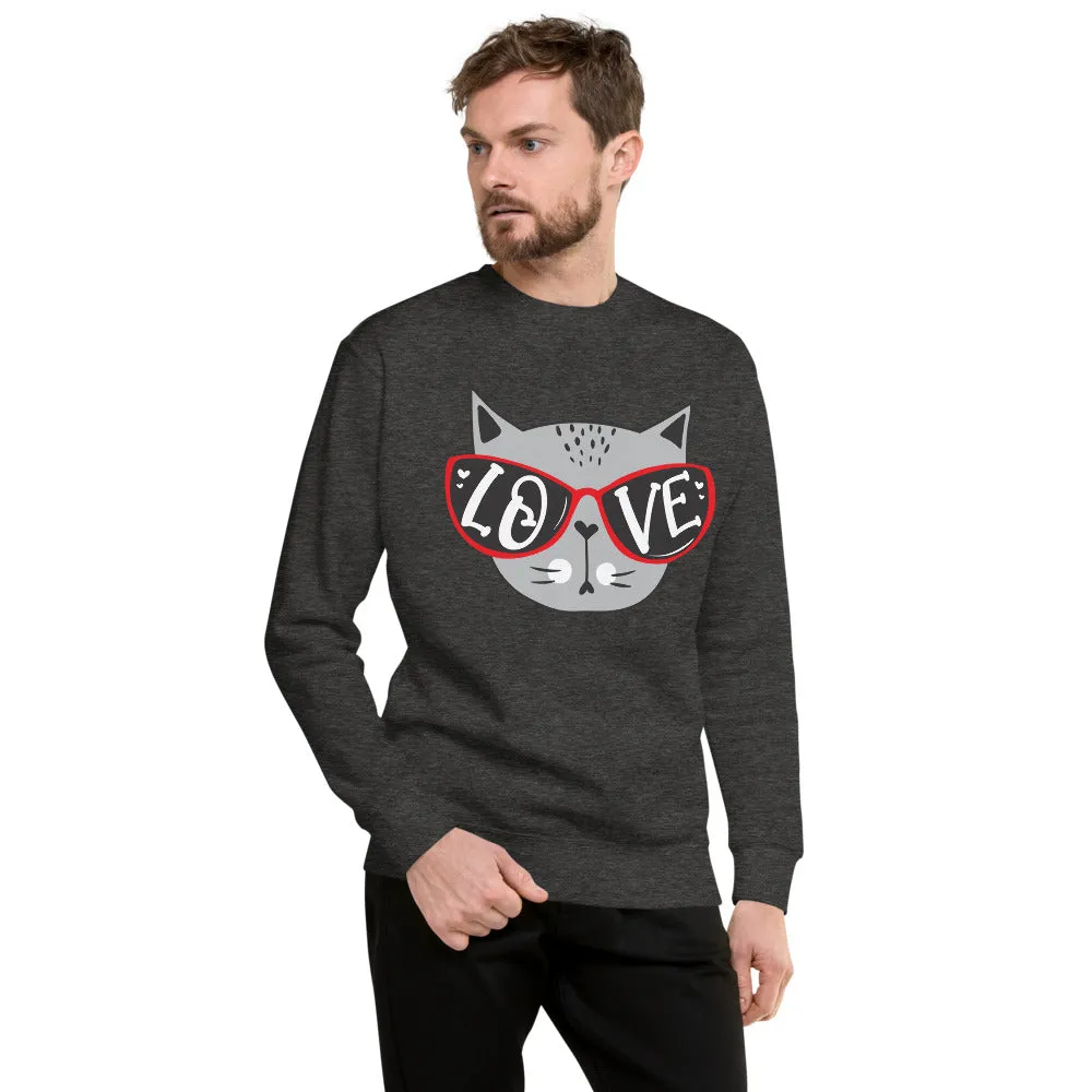 Cool Cat Love Unisex Fleece Pullover Sweatshirt