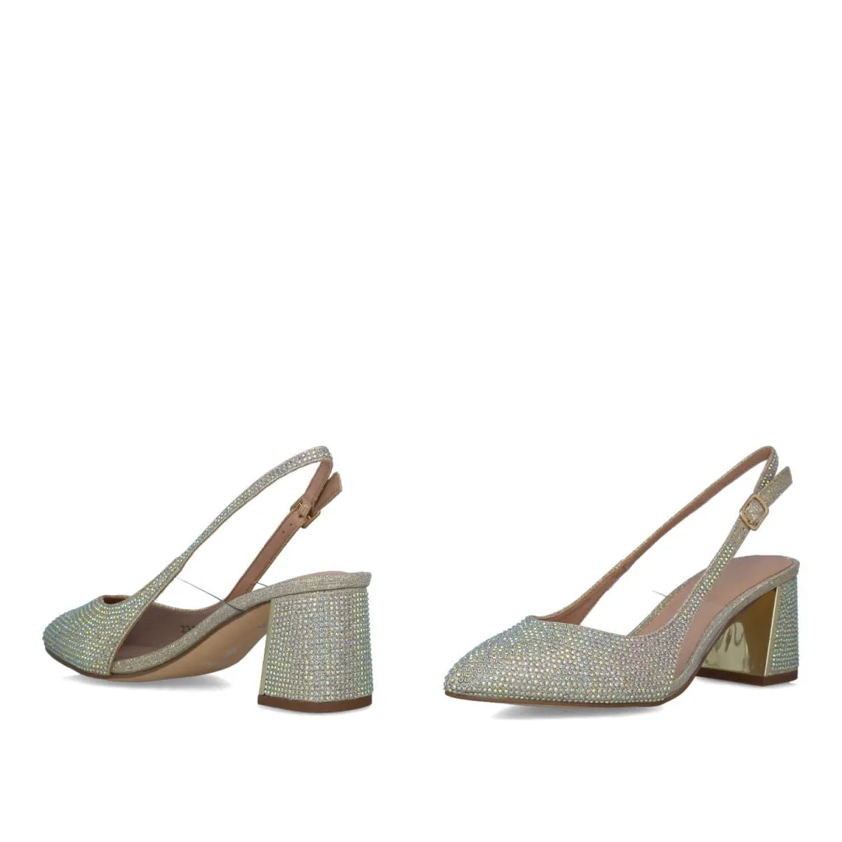CORVUS - Diamante Gold Slingback Sandals