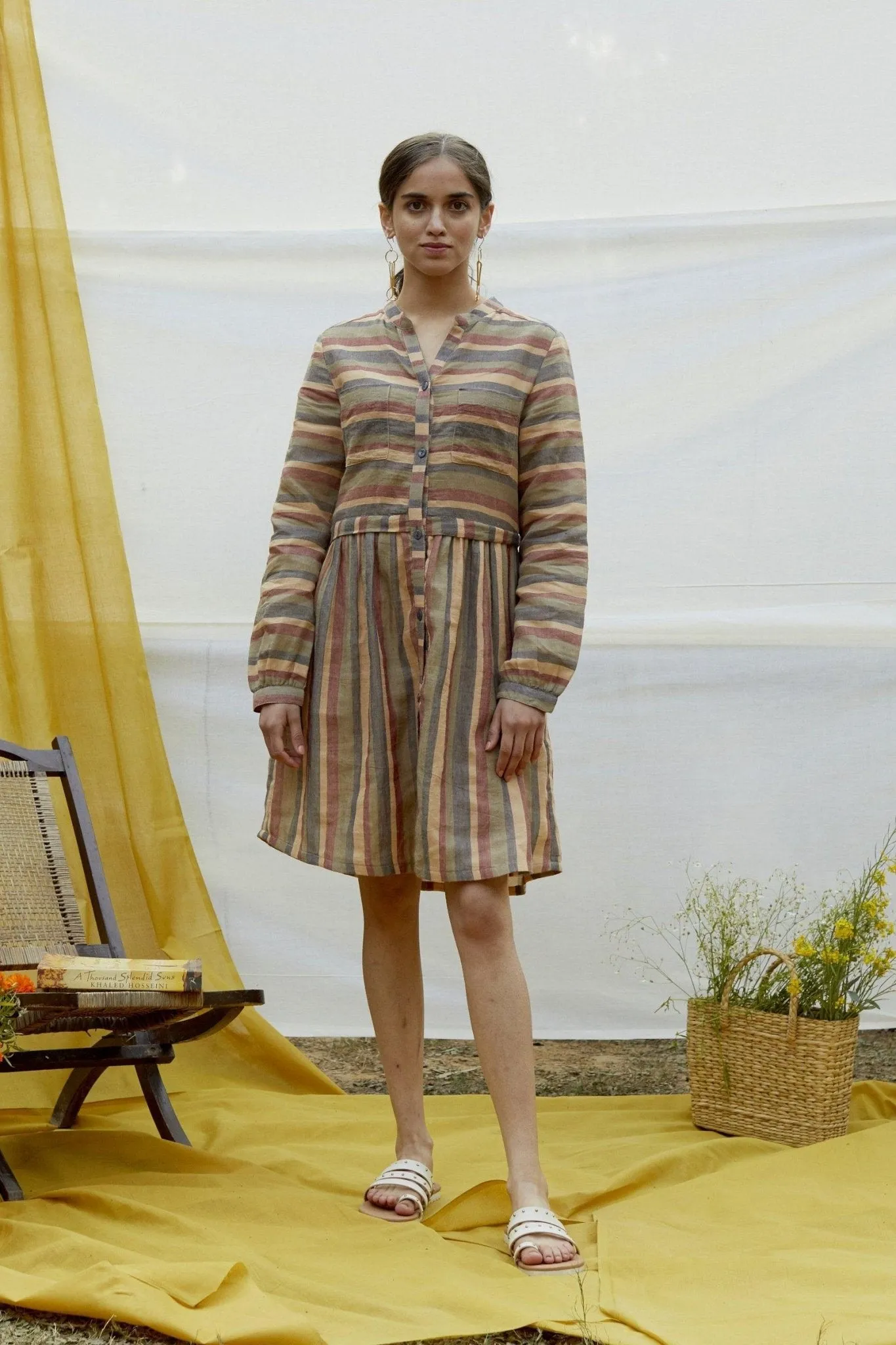 Cotton Stripe Shirt Dress