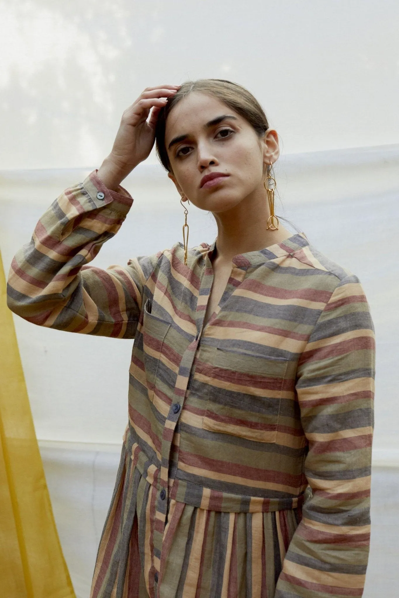 Cotton Stripe Shirt Dress