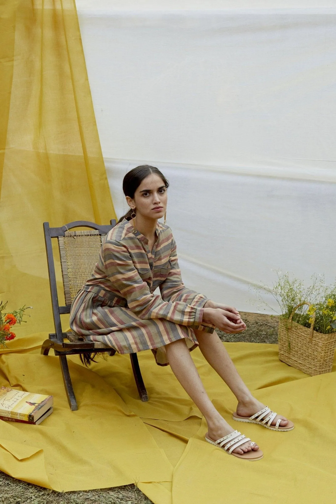 Cotton Stripe Shirt Dress