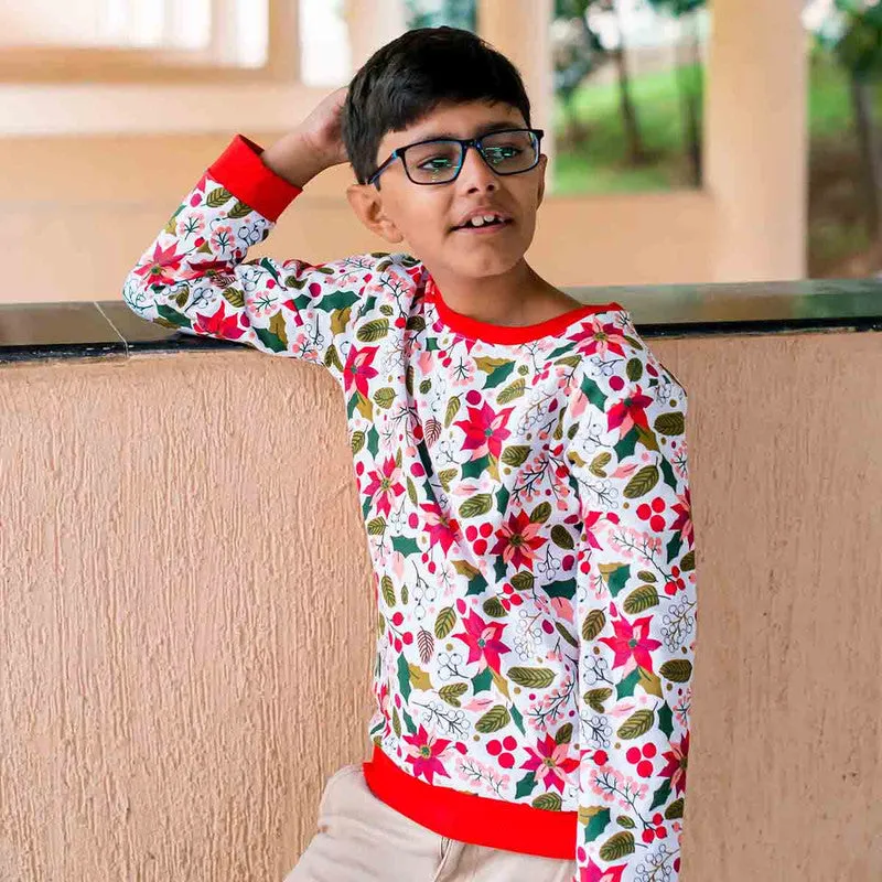 Cotton Sweatshirt For Kids | Bloom  Printed | White