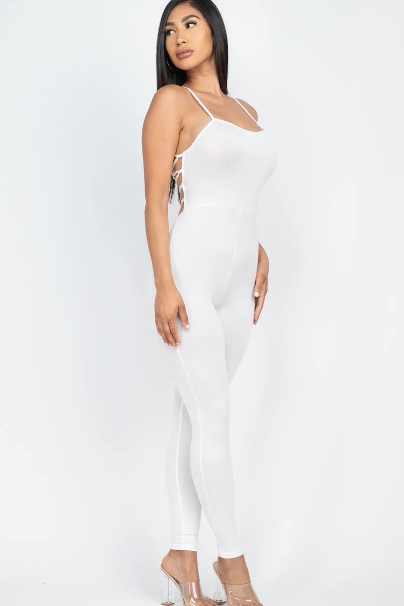 Criss-Cross Open Back Bodycon Jumpsuit