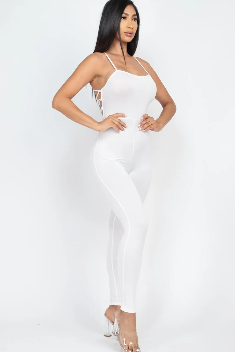 Criss-Cross Open Back Bodycon Jumpsuit
