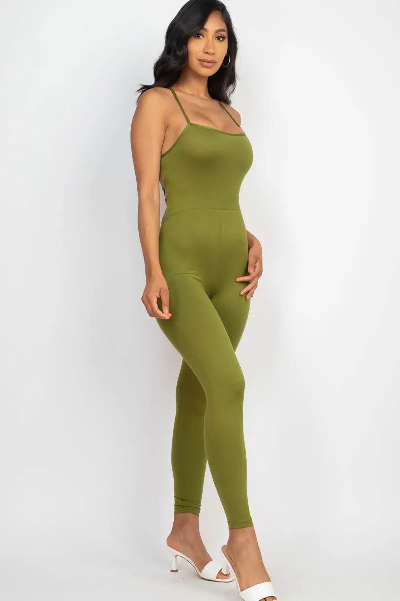 Criss-Cross Open Back Bodycon Jumpsuit