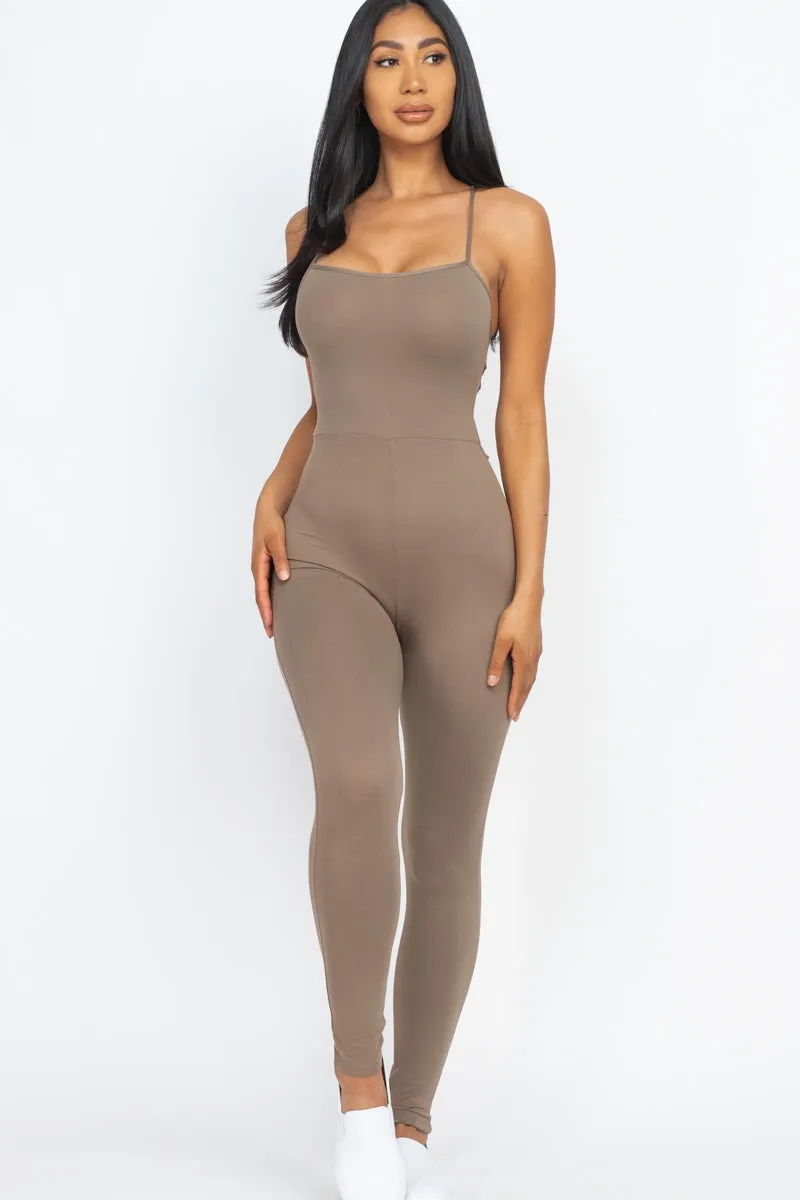 Criss-Cross Open Back Bodycon Jumpsuit