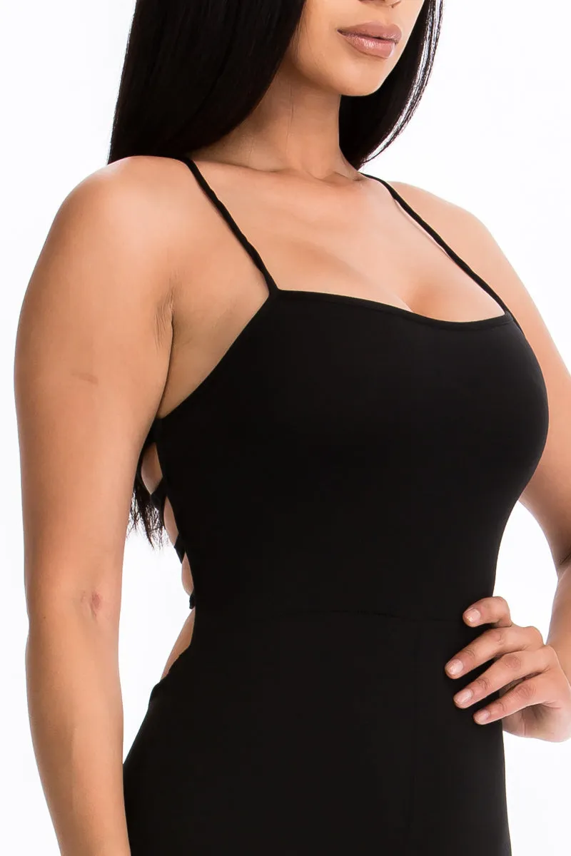 Criss-Cross Open Back Bodycon Jumpsuit