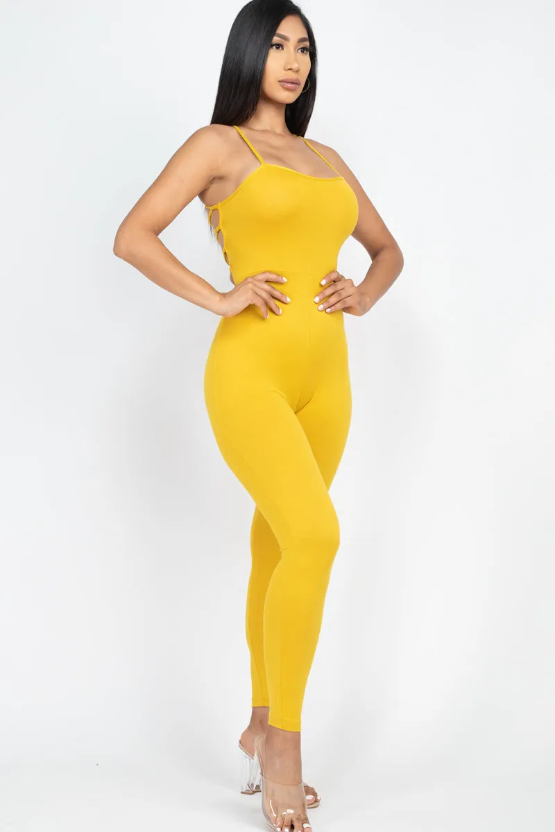 Criss-Cross Open Back Bodycon Jumpsuit