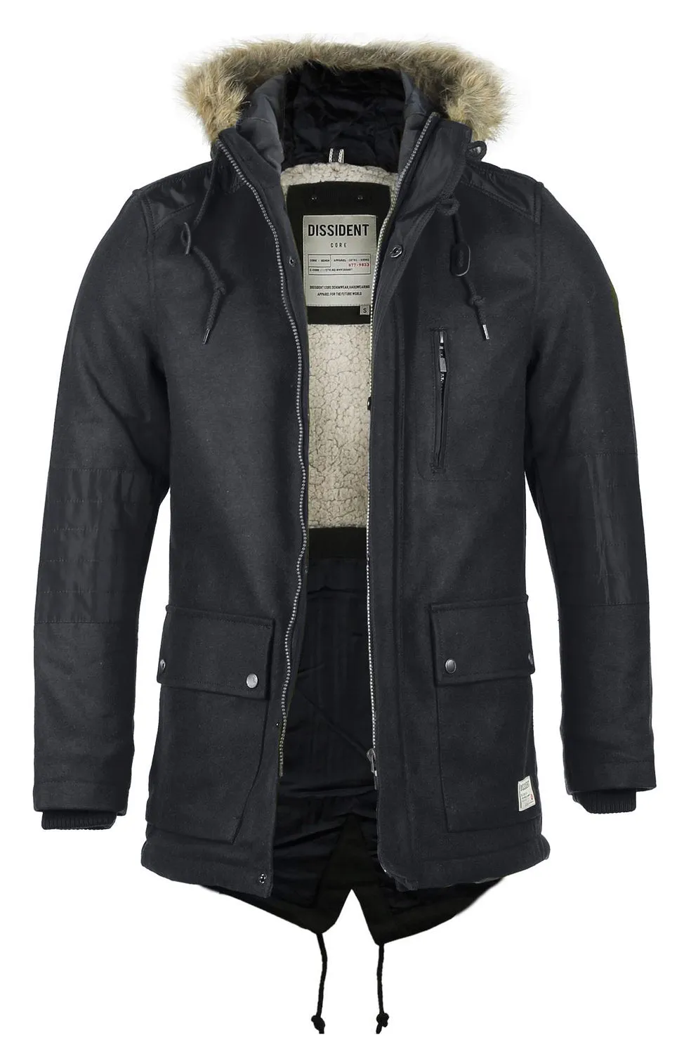 Dissident Maddrel WOOL BLEND Navy Parka Coat