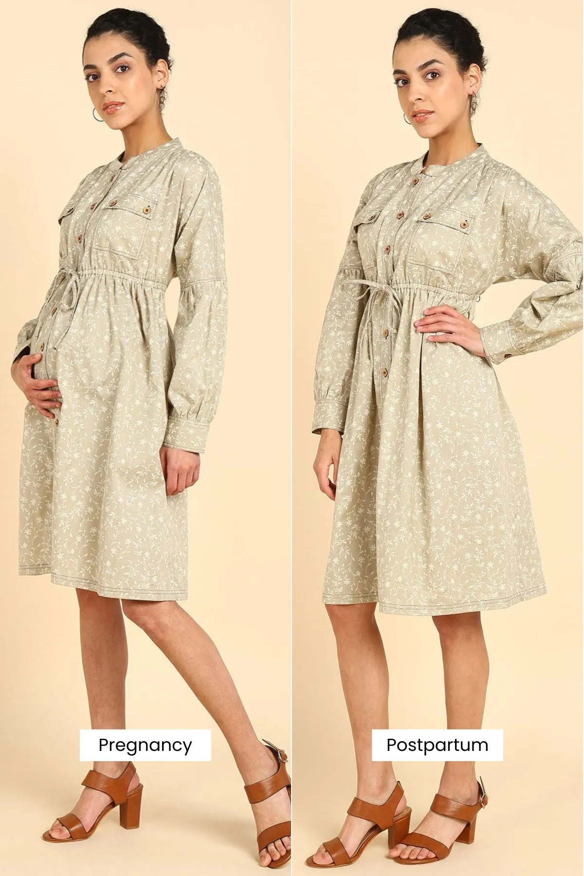 Ditsy Traveller's 100% Cotton Zipless Maternity Dress
