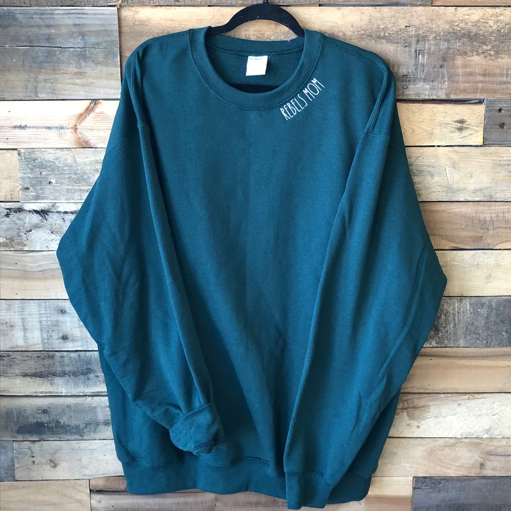 Embroidered Collar Adult Crewneck Sweatshirt