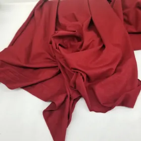 End of bolt: 2 yards of Designer Deadstock Rayon Wool  Stretch Jersey Red 5.5oz Knit- remnant