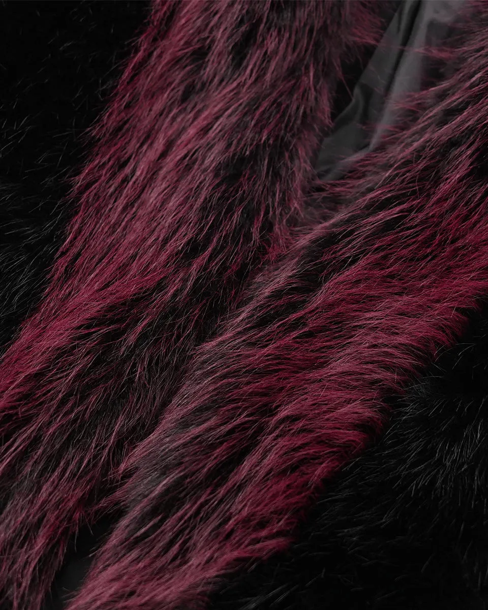 Eva Lady Womens Long Dark Gothic Lolita Winter Coat With Faux Fur Trim