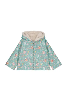 Felvet Reversible Coat in Blue Rosa Damascena