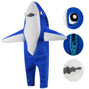 Fleece Shark Costume Onesize Kids Adults Shark Funny Halloween Costume Jumpsuit Outfit