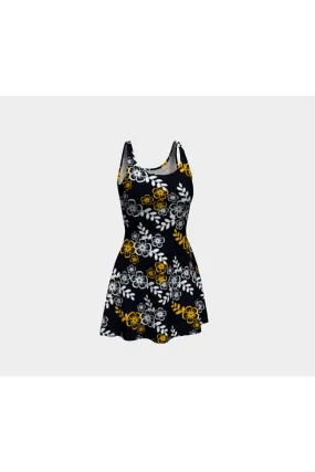 Floral Gold Flare Dress