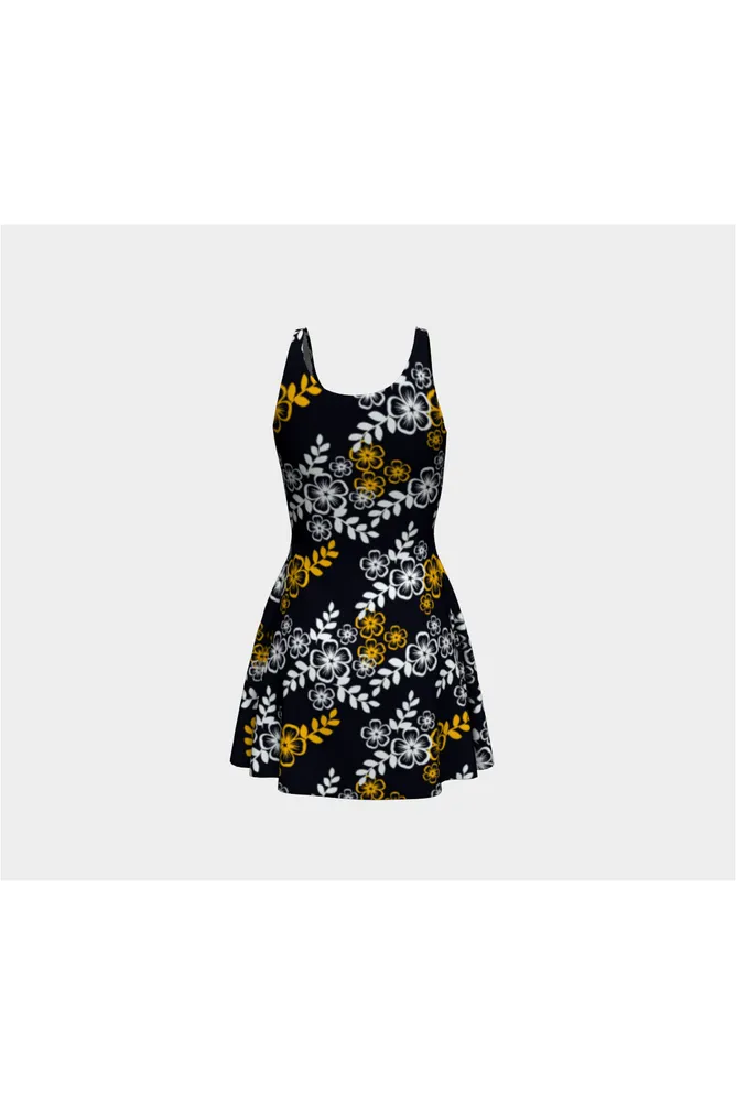 Floral Gold Flare Dress