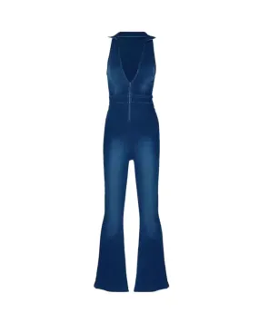 Gabrielle – V-neckline – Denim jumpsuit