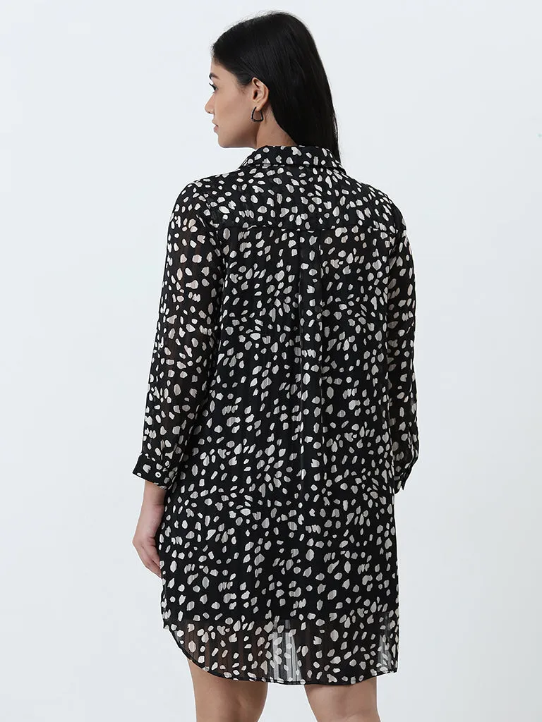 Gia Black Animal Printed Shirt Dress