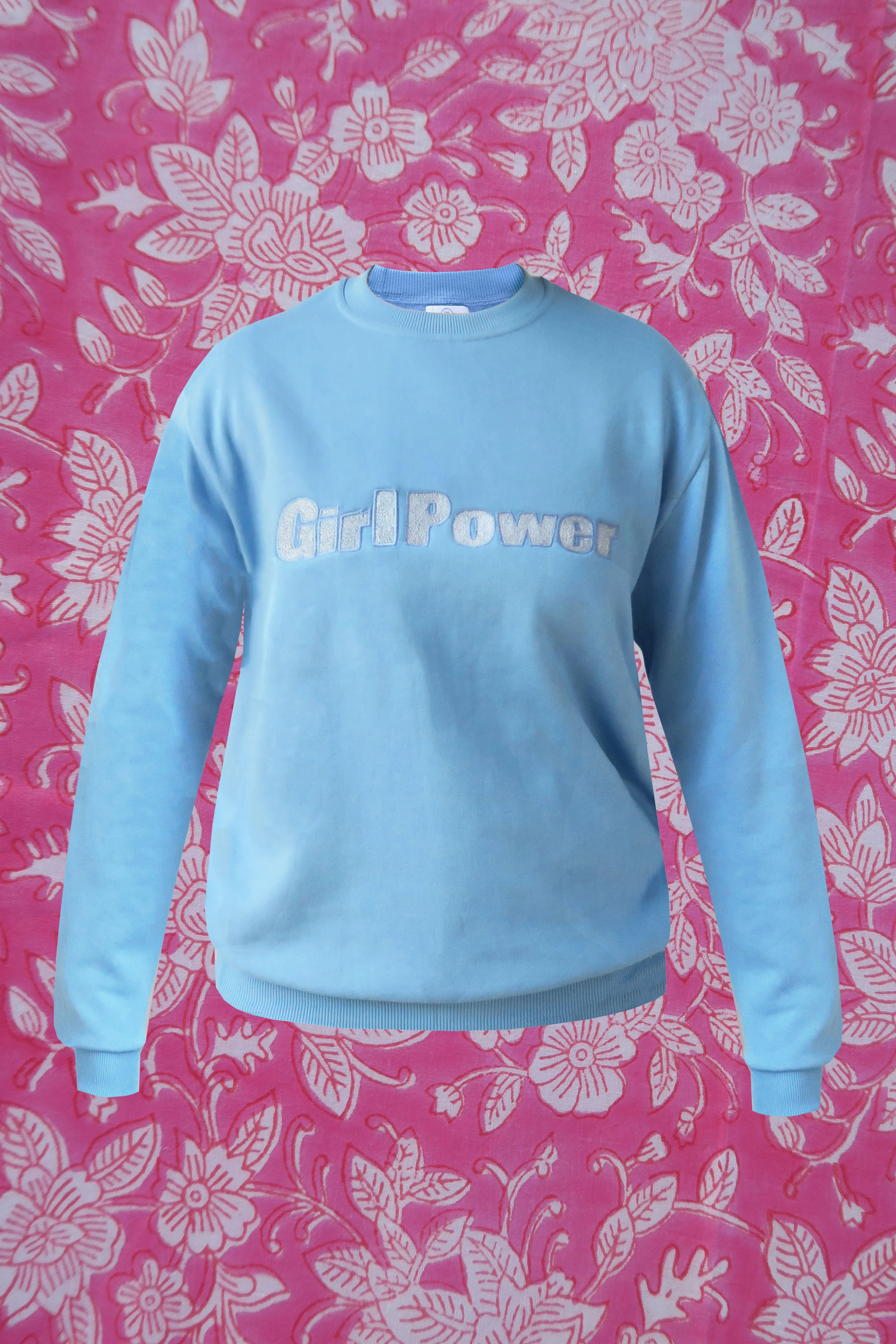 Girl Power Embroidered Sweatshirt (Blue)