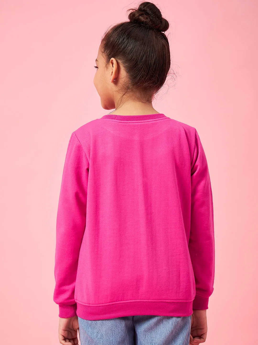 Girls Graphic Embroidered Pullover Sweatshirt - Ps Peaches