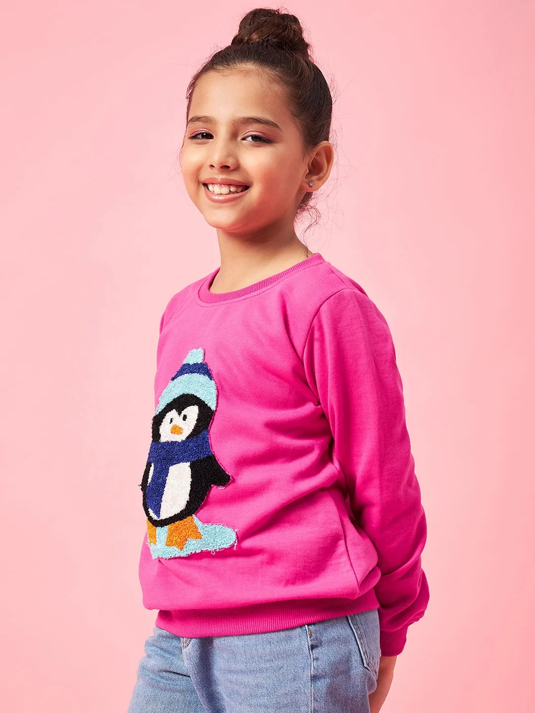 Girls Graphic Embroidered Pullover Sweatshirt - Ps Peaches