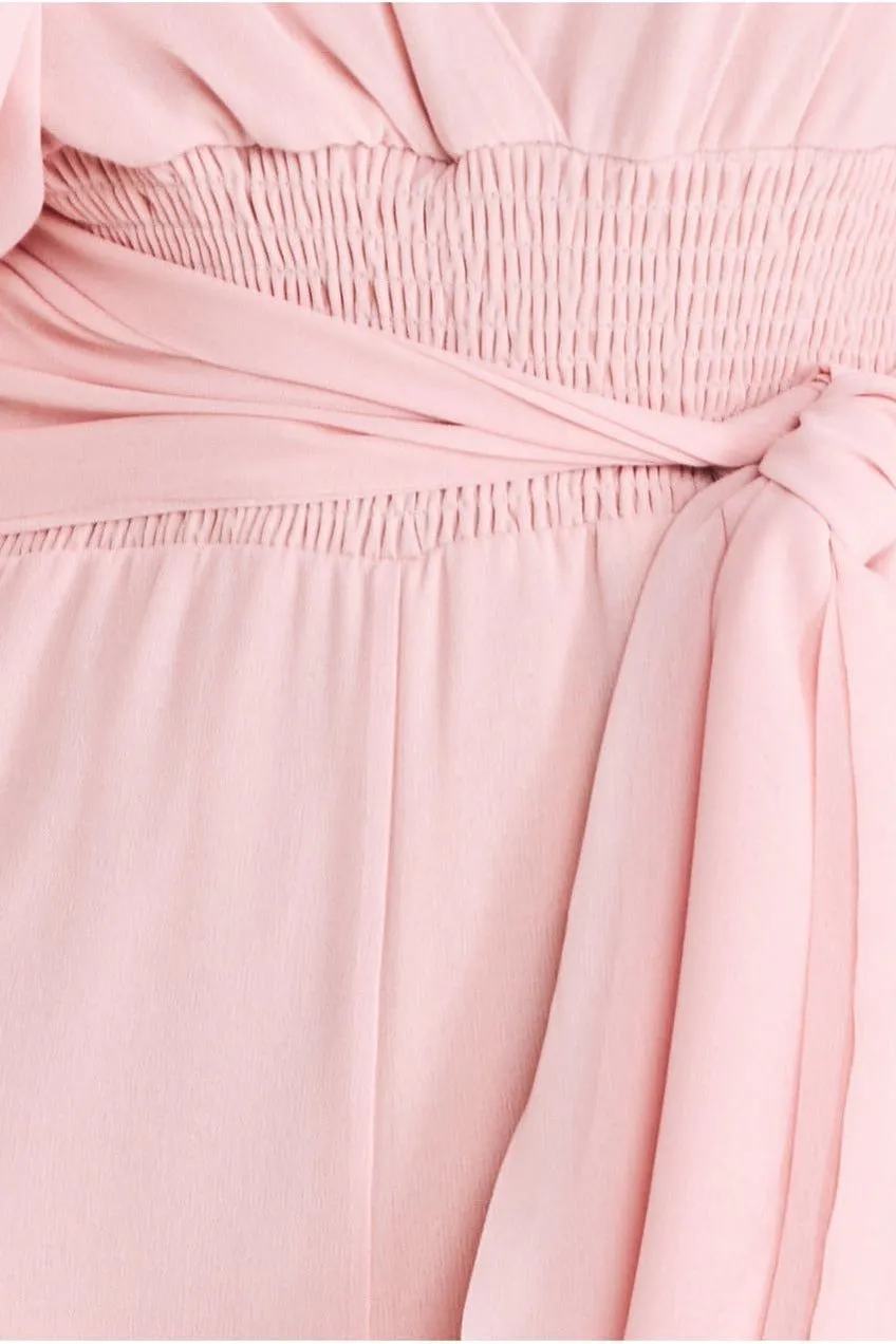 Goddiva Chiffon Puffy Sleeve Jumpsuit - Blush