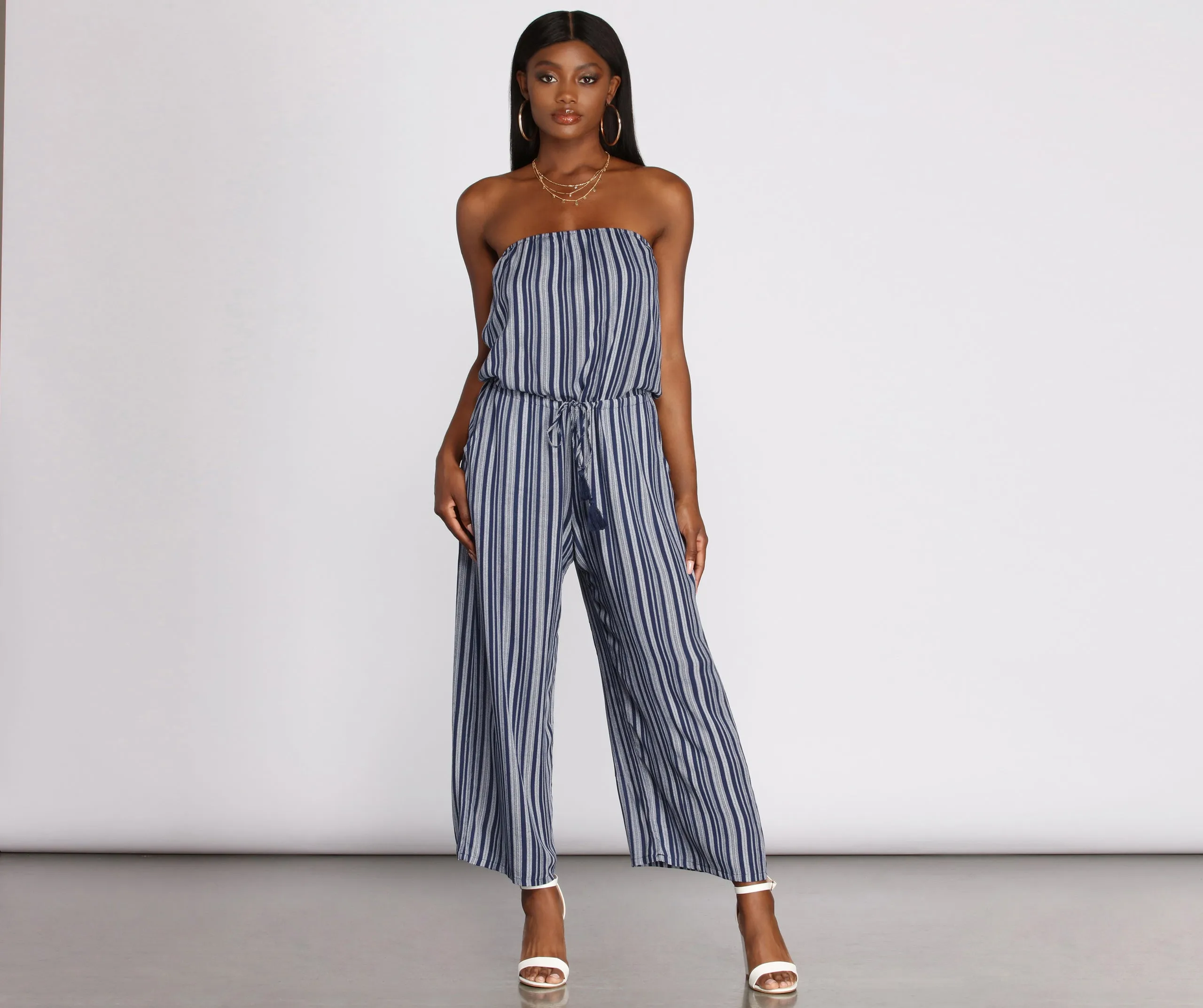 Good Times Strapless Stripe Jumpsuit
