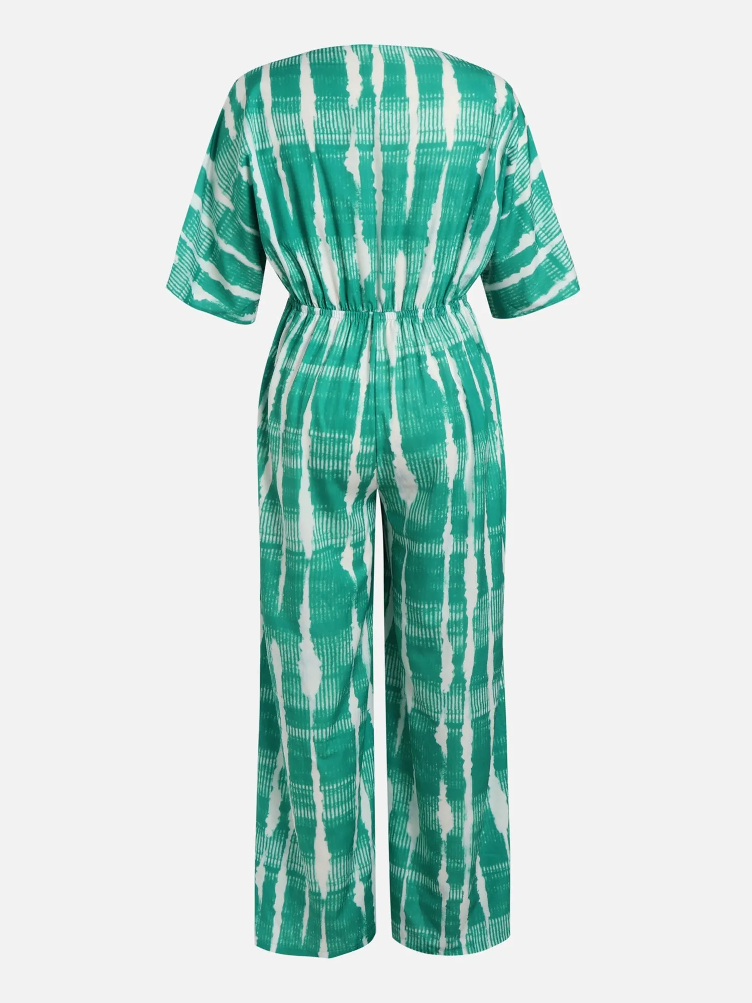 Green Print Bow Tie Jumpsuit