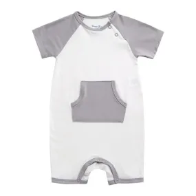Grey Pocket Bamboo Baby Romper