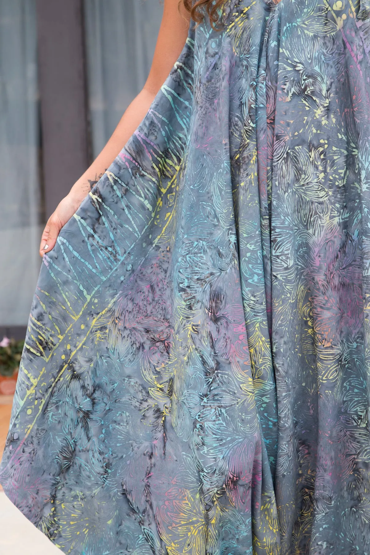 Gypsy Jumpsuit in Batik Bahamas Grey Rainbow Leaf