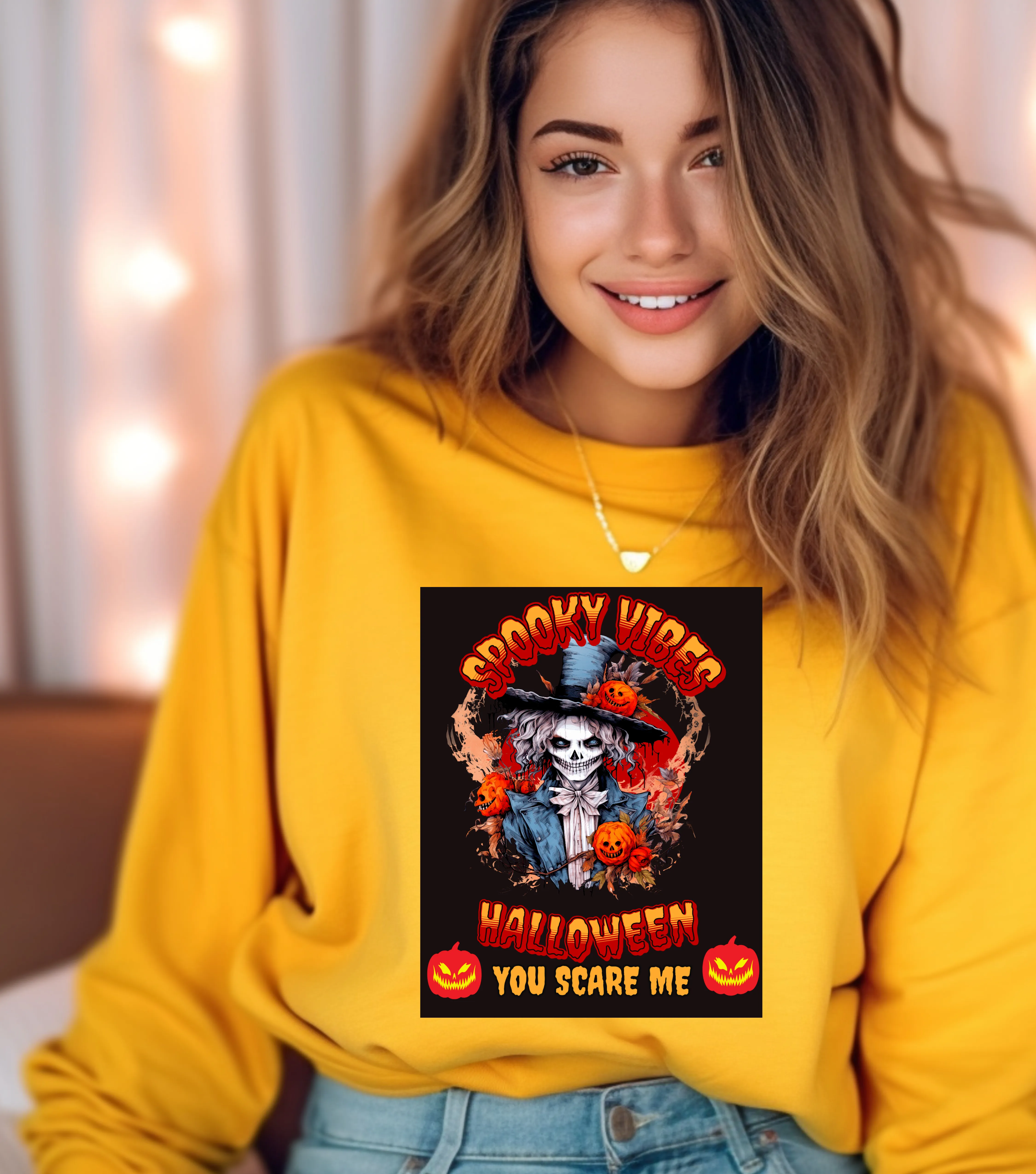 Halloween Spooky Vibes Crewneck Sweatshirt