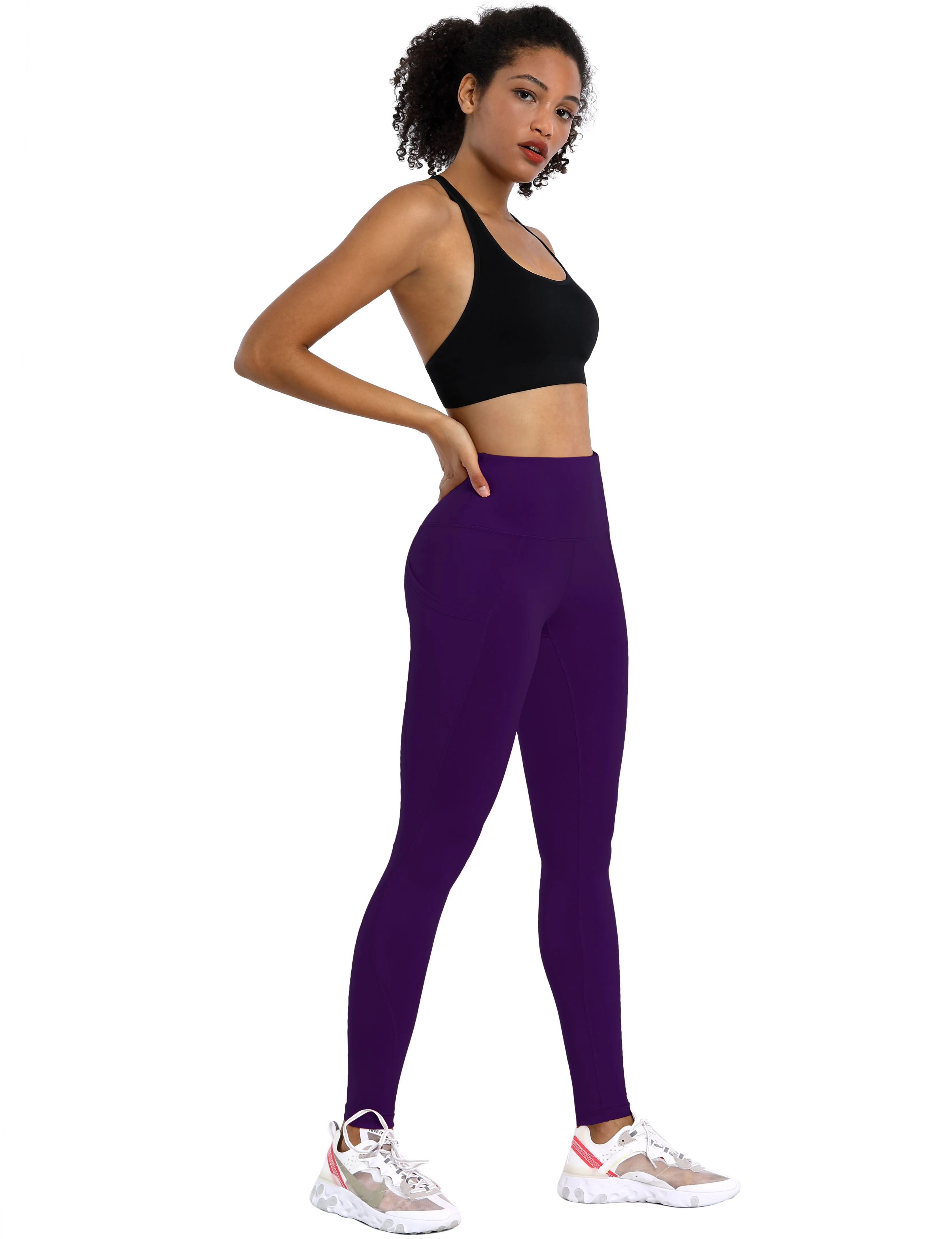 High Waist Side Pockets Gym Pants pansypurple_Gym