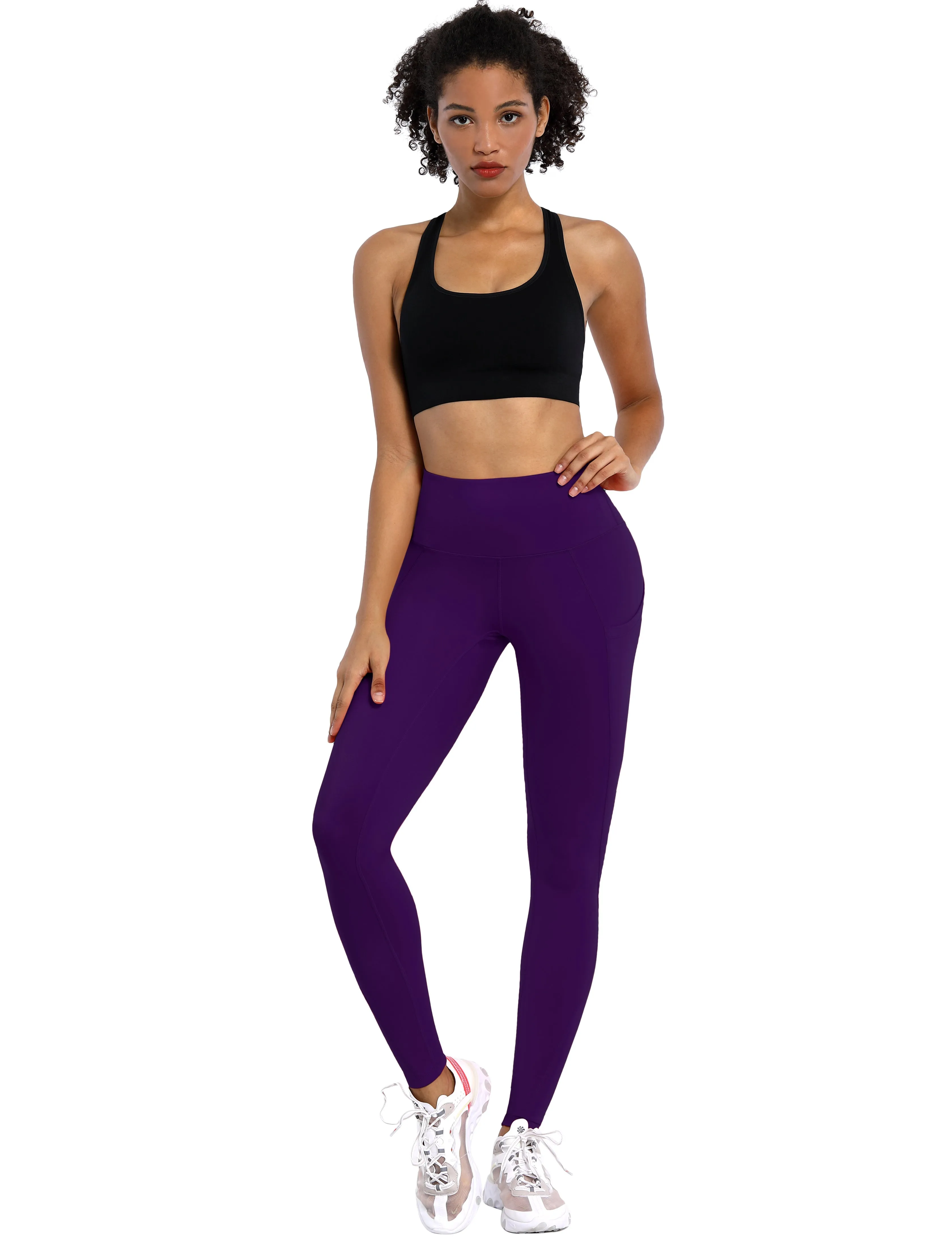 High Waist Side Pockets Gym Pants pansypurple_Gym