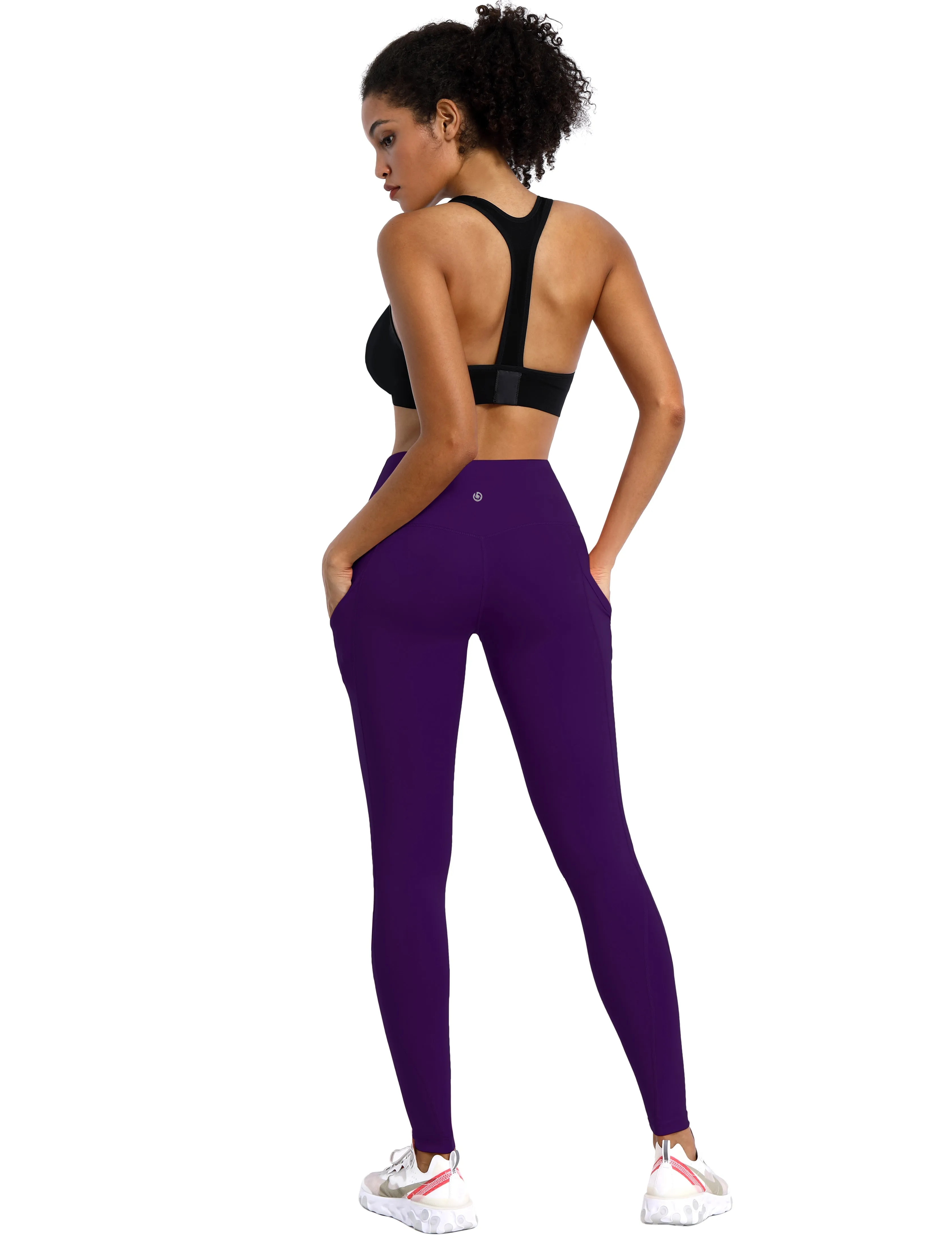 High Waist Side Pockets Gym Pants pansypurple_Gym