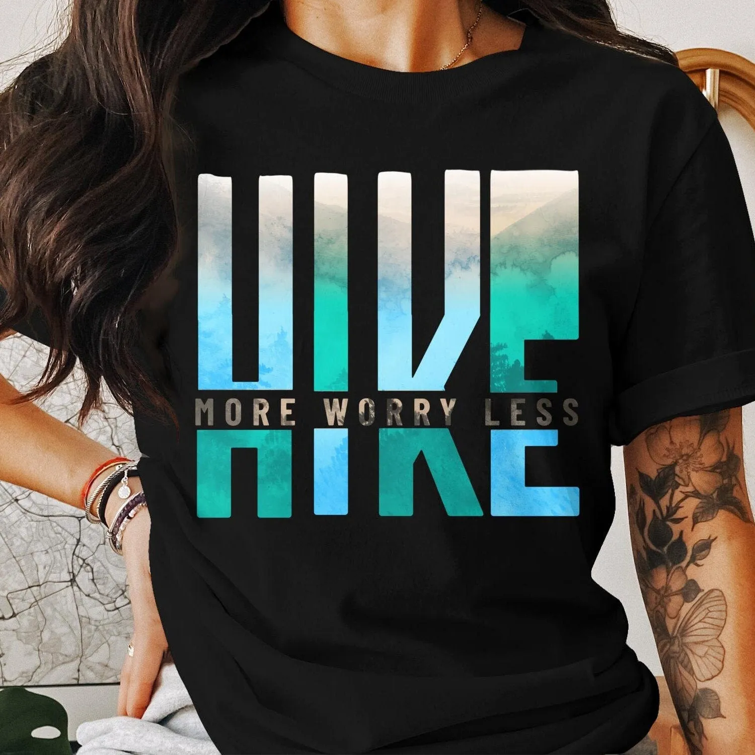 Hike More Worry Less Hoodie Sweatshirt, Hiking  Hoodie , Hiking Sweatshirt, Hike Gift, Camping Sweatshirt, Outdoor Lover, Adventure Shirt