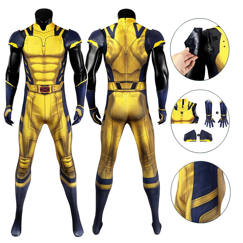 Hugh Jackman Superhero Wolverine Jumpsuit Deadpool 3 Wolverine Yellow Cosplay Costume Sleeveless Version