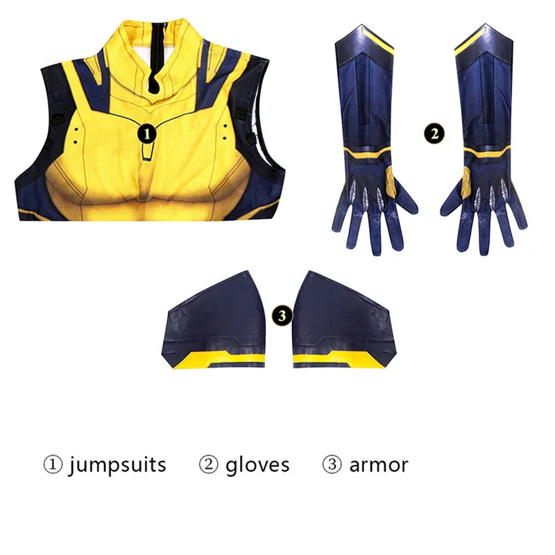 Hugh Jackman Superhero Wolverine Jumpsuit Deadpool 3 Wolverine Yellow Cosplay Costume Sleeveless Version
