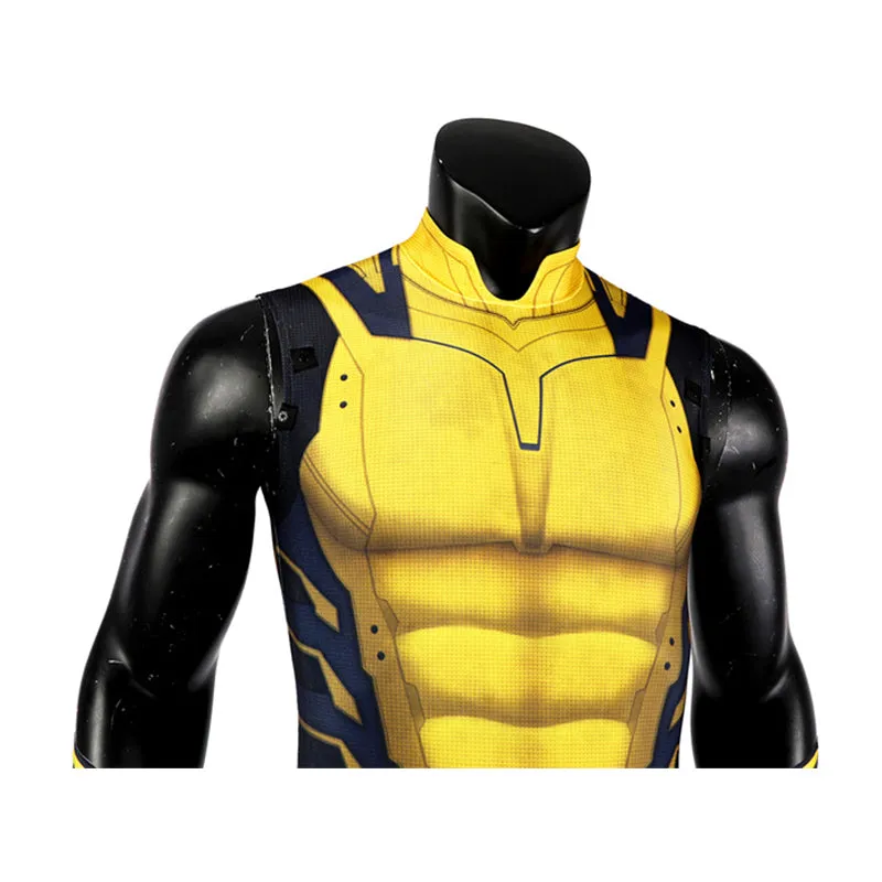 Hugh Jackman Superhero Wolverine Jumpsuit Deadpool 3 Wolverine Yellow Cosplay Costume Sleeveless Version