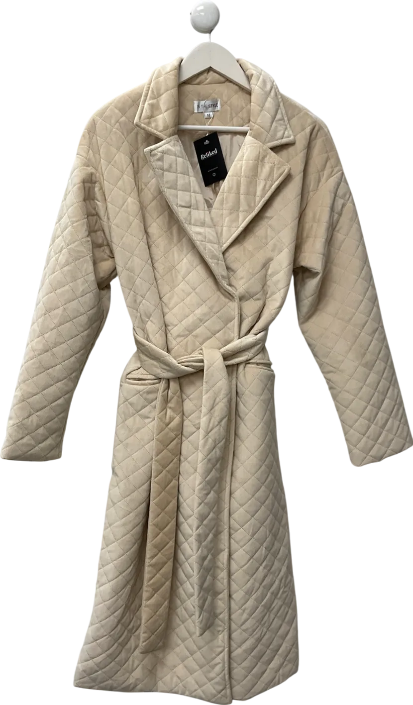 In The Style Beige Quilted Belted Coat UK 10