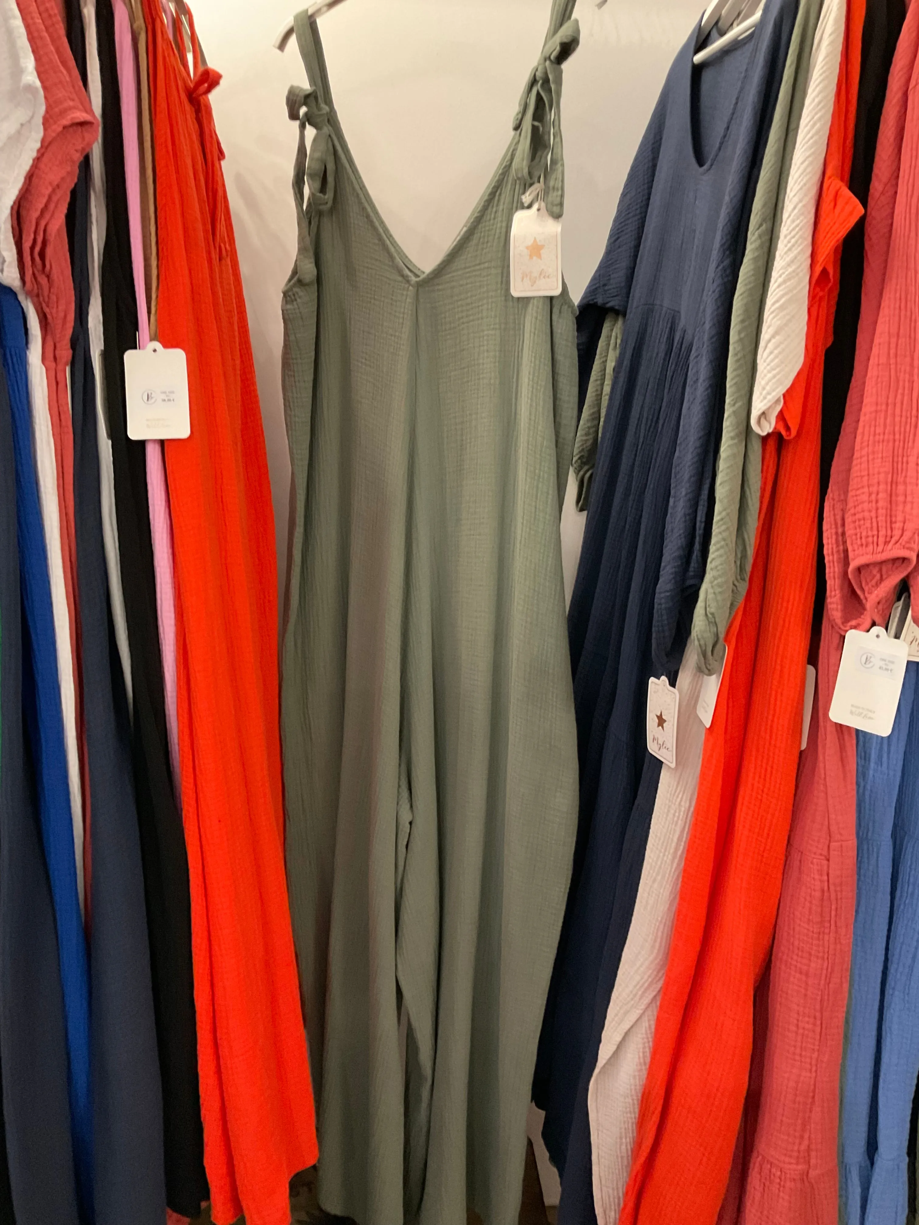 Italian Strappy Cotton Gauze Jumpsuit One Size
